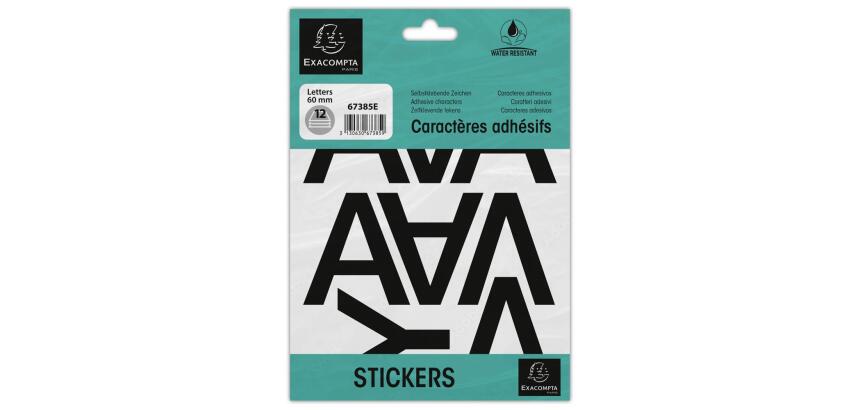Pack of adhesive letters A-Z Black 60 mm - Black