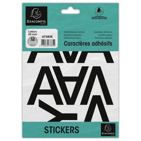 Pack of adhesive letters A-Z Black 60 mm - Black