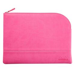 Rhodiarama pochette zippée en simili cuir - taille L (21x28 cm) - Fuchsia
