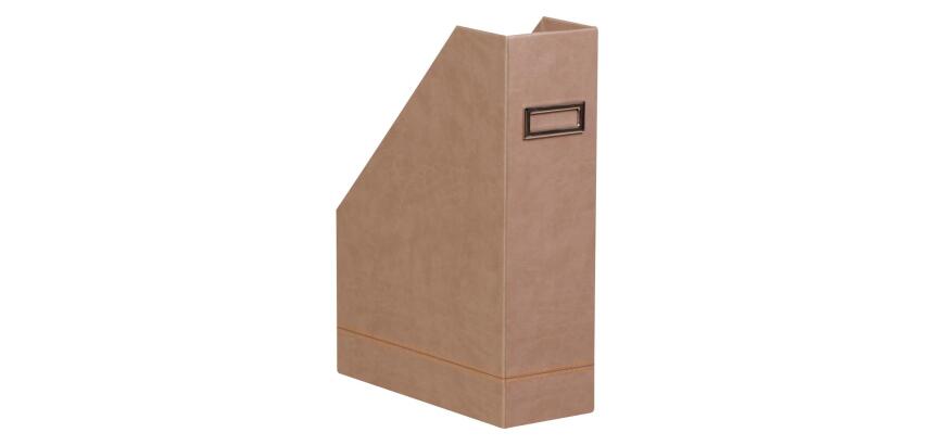Rhodiarama porte-revues simili cuir italien 10x25x31 cm - Taupe