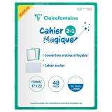 Cahier Magique couverture ardoise double-face effaçable piqué 17x22cm 48 pages quadrillé 10 x 10 + Marge - Vert émeraude