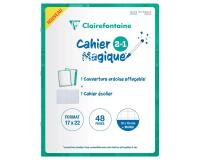 Cahier Magique couverture ardoise double-face effaçable piqué 17x22cm 48 pages quadrillé 10 x 10 + Marge - Vert émeraude