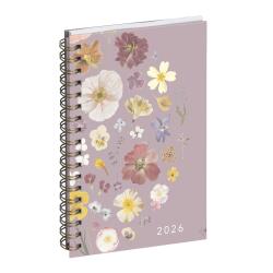Agenda de poche Eurotime 16S spiralé Chemin des Marettes intérieur recyclé 9 x 16 cm Semainier Janvier à décembre 2026 - Rose