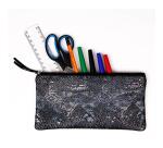 CÉLESTE CUIR Trousse plate 11x22 cm Lazer Noir