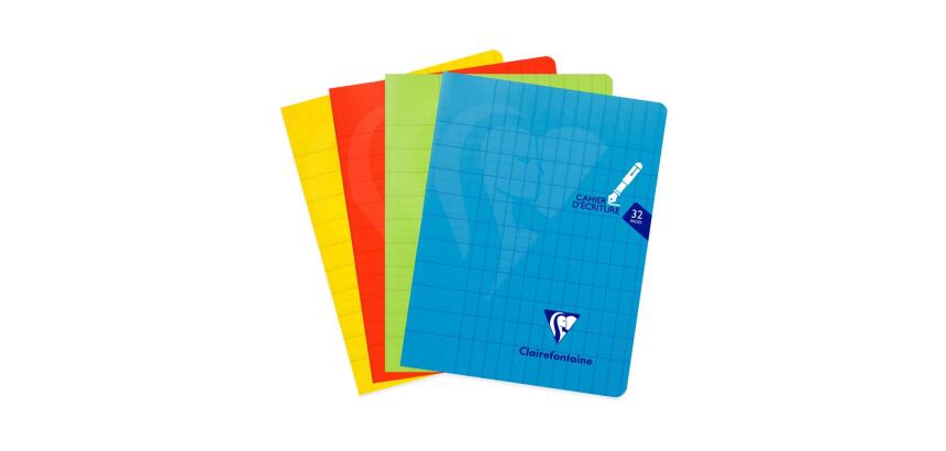 Cahier piqué Mimesys 17x22cm 32 pages double ligne 3mm + interligne verticale + marge Couleur aléatoire - Assortis