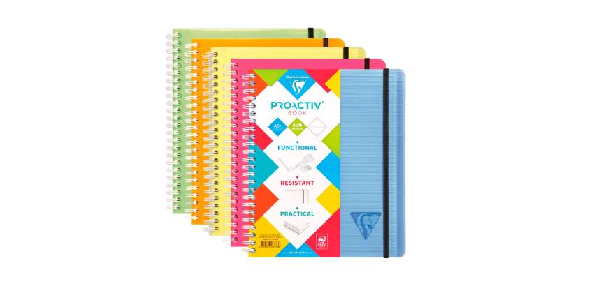 Linicolor FRESH, PROACTIV'BOOK mit Doppelspirale 16x21 cm, 80 Blatt 90g liniert mit Rand, Einband aus gerilltem Polypropylen - Sortiert