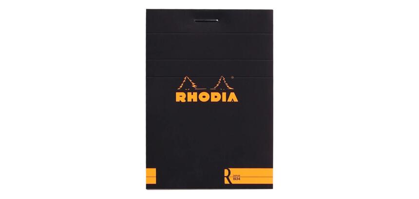 Bloc agrafé Rhodia le R N°11 7,2x10,5 cm 70 feuillets ligné 90g - Noir