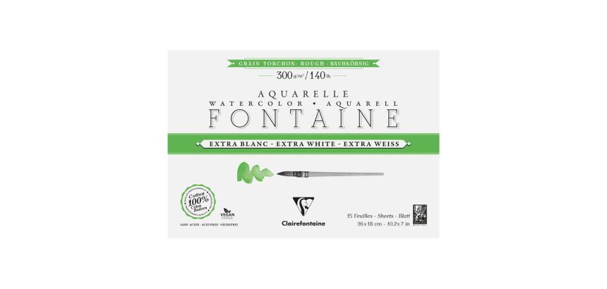 Fontaine Extra Blanc Grain Torchon bloc collé 4 côtés 15F 18x26cm 300g
