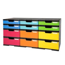 Module de classement Modulodoc - set 12 cases avec tiroirs Ecoblack - Arlequin