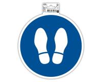 Non-slip adhesive PVC panel Stand here 20 cm - Blue