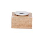 Encrier porcelaine rond et support en bois