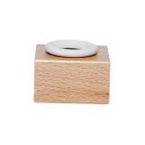 Encrier porcelaine rond et support en bois