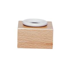 Encrier porcelaine rond et support en bois