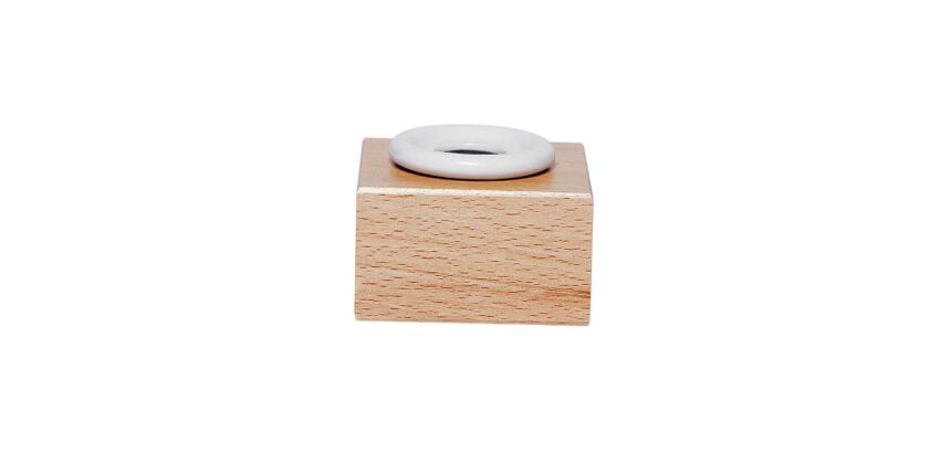 Encrier porcelaine rond et support en bois