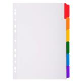 Intercalaires carte blanche 160g avec onglets couleurs renforcés - 6 positions - A4 - Blanc