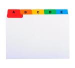 Intercalaires pour boite à fiches, imprimés de A à Z carte blanche 160g 25 compartiments - A7 - Blanc