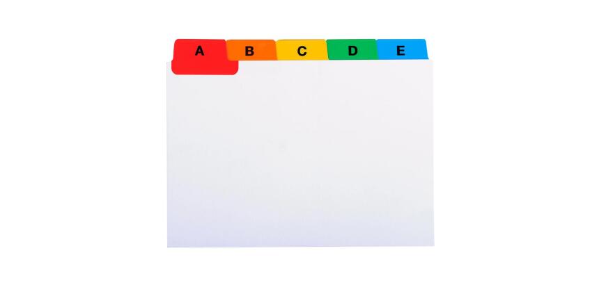 Intercalaires pour boite à fiches, imprimés de A à Z carte blanche 160g 25 compartiments - A7 - Blanc