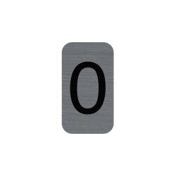 Sign adhesive aluminium effect Number 0 2.5x4.4 cm - Grey