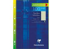 Feuillets mobiles de couleur sous étui A4 100 pages perforées petits carreaux