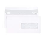 Boite de 500 Enveloppes Blanches C6/5-114x229mm - Auto-Adhésives - 80g/m2 - Fenêtre Papier Cristal 40x110 (position 30/20) - Blanc