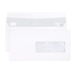Boite de 500 Enveloppes Blanches C6/5-114x229mm - Auto-Adhésives - 80g/m2 - Fenêtre Papier Cristal 40x110 (position 30/20) - Blanc