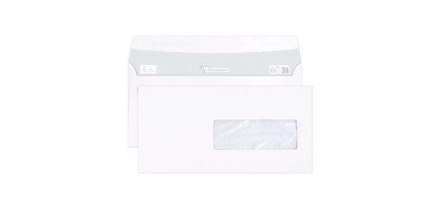 Boite de 500 Enveloppes Blanches C6/5-114x229mm - Auto-Adhésives - 80g/m2 - Fenêtre Papier Cristal 40x110 (position 30/20) - Blanc