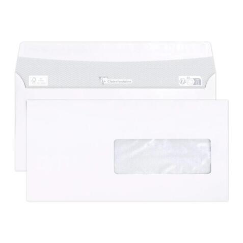 Boite de 500 Enveloppes Blanches C6/5-114x229mm - Auto-Adhésives - 80g/m2 - Fenêtre Papier Cristal 40x110 (position 30/20) - Blanc