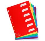 Intercalaires en plastique, uni, A4, 6 touches