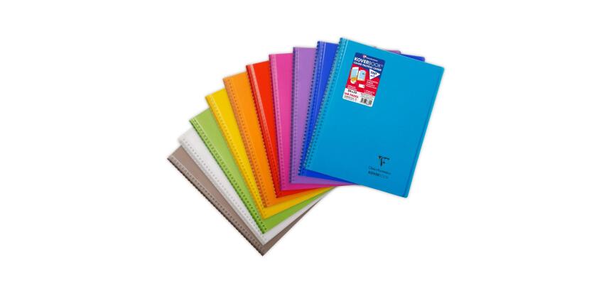 Cahier reliure intégrale enveloppante Koverbook 24x32cm 160 pages petits carreaux couverture polypropylène transparent - Assortis