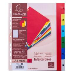 Intercalaires imprimés numériques polypropylène 12/100e - 6 positions - A4 Maxi - Assorties vives
