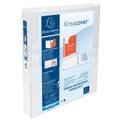 Classeur 2 anneaux cartonné Exacompta Kreacover® personnalisable A4 maxi - Dos 4,7 cm blanc