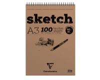 Sketch bloc spiralé 100F A3 90g - Blanc