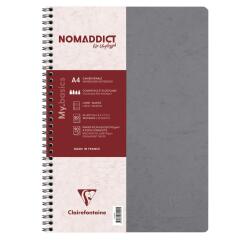 Clairefontaine Nomaddict Notebook - A4 - Lined - 50 Sheets - 90gsm ? Wirebound - Grey