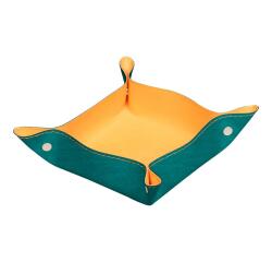 Rhodiarama vide-poche réversible simili cuir italien 12x12x4,5 cm - Paon