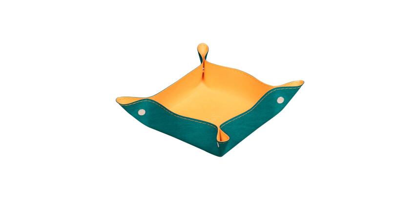 Rhodiarama vide-poche réversible simili cuir italien 12x12x4,5 cm - Paon