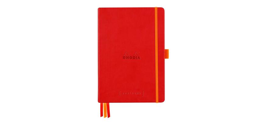 Rhodiarama Goalbook rembordé rigide A5 240 pages dot papier blanc 90g - Coquelicot