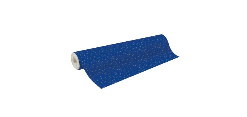 Papier 80g, Tiny 50x0,35m, Etoiles or - Bleu