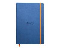 Rhodiarama carnet rembordé rigide A5 192 pages ligné papier ivoire 90g fermeture élastique - Saphir