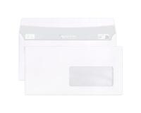 Boite de 500 Enveloppes Blanches DL-110x220mm - Auto-Adhésives - 90g/m2 - Fenêtre PET 45x100 (position 20/20) - Blanc
