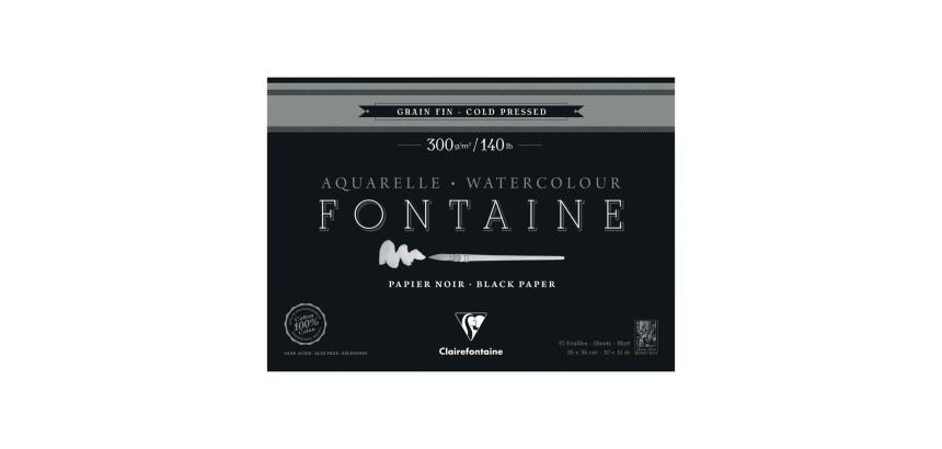 Fontaine Noir bloc collé 4 côtés 15F 26x36cm 300g grain fin