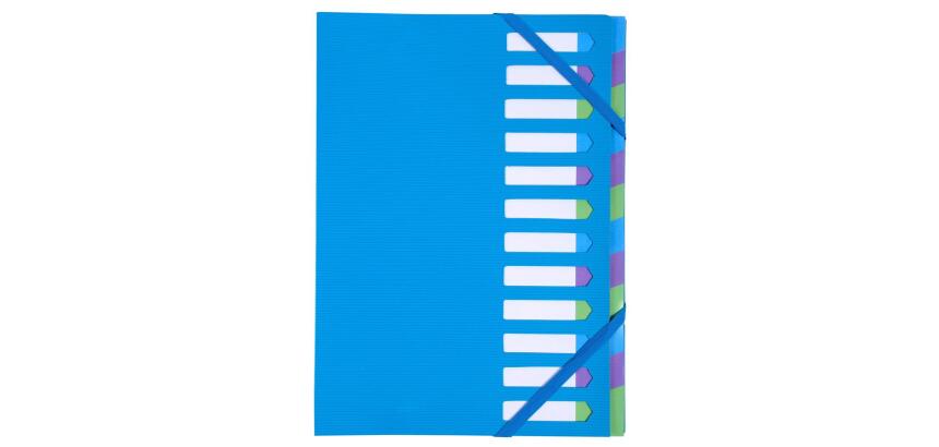Trieur rigide HARMONIKA® Campus Neon dos extensible 12 compartiments - Bleu
