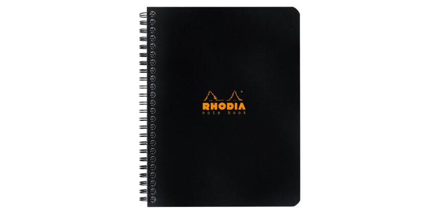 Notebook Rhodia Classic reliure intégrale 16x21 cm 160 pages petits carreaux 5x5 détachables 80g - Noir