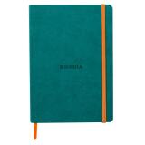 Rhodiarama carnet souple A5 160 pages ligné papier ivoire 90g fermeture élastique - Paon