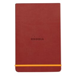 Rhodiarama Webnotepad rembordé rigide A5 192 pages ligné microperforé papier ivoire 90g fermeture élastique - Nacarat