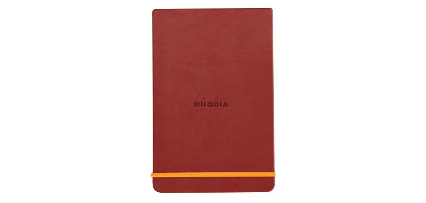 Rhodiarama Webnotepad rembordé rigide A5 192 pages ligné microperforé papier ivoire 90g fermeture élastique - Nacarat