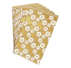 Sachet de 50 pochettes kraft, 24x35+6cm, fleurs - Blanc