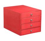 Rhodiarama trieur 4 tiroirs simili cuir italien 24,8x32,7x22,8 cm - Corail