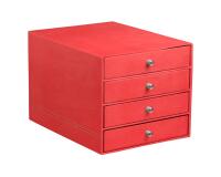 Rhodiarama trieur 4 tiroirs simili cuir italien 24,8x32,7x22,8 cm - Corail