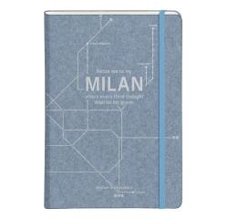 Jeans métro, Carnet rembordé rigide A5 - 14,8 x 21 cm, 96 pages, ligné, poche à soufflet, ass. - Bleu jeans