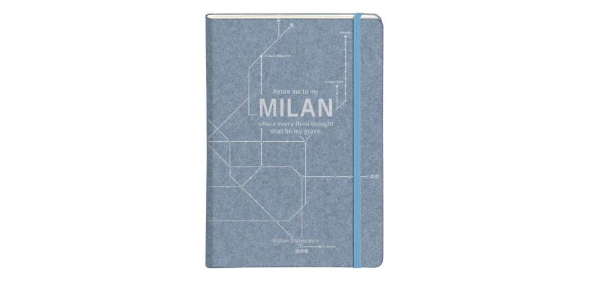 Jeans métro, Carnet rembordé rigide A5 - 14,8 x 21 cm, 96 pages, ligné, poche à soufflet, ass. - Bleu jeans